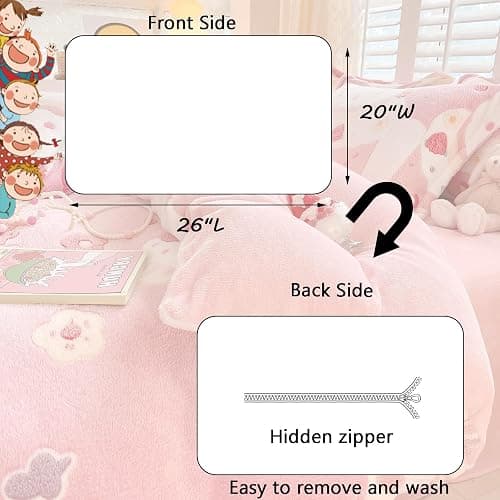 MorroMorn Decorative Pillows Covers Pink Kawaii, 2 Packs Plush Pillow Cases Standard Size, Soft Furry Throw Pillowcase Cushion Shams with Zipper Closure Girls Room Decor (Cream Cake, Standard) thumbnail 2