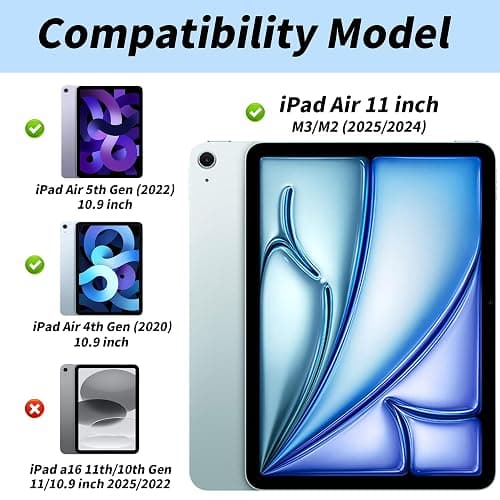 Aoub Case for iPad Air 11-inch M3/M2 (2025/2024), iPad Air 5th/4th Generation (2022/2020) 10.9-inch with Pencil Holder, Trifold Stand with Soft TPU Back Cover, Auto Sleep/Wake, Gray thumbnail 2