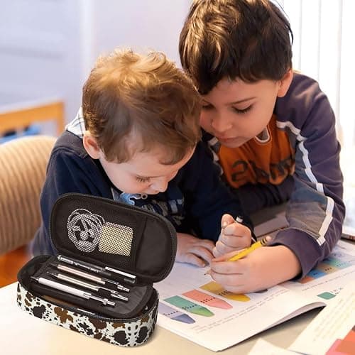 GVGOAGL Brown Cow Print Pencil Case Organizer Big Capacity Pencil Pouch Stationery With Zipper School Supplies Pencil Bag For Girls Boys Office, j56tsd thumbnail 2
