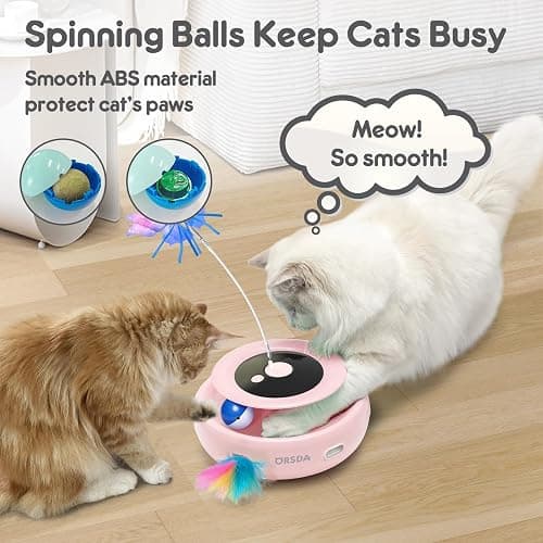 ORSDA Cat Toys Automatic, 3 in 1 Interative Cat Toy, Moving Ambush Feather, Fluttering Butterfly, Track Balls, Whack a mole, USB Rechargeable, Suitable for All Breed Sizes thumbnail 4