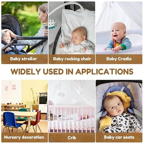 QOOWFEANIG Mobile for Crib,Baby Crib Mobile Arm 27.17inch,Strong Hold Anti Slip Attachment Clamp,Wooden Cloud Design Detachable Adjustable Holder Cute Cot Bed Bell Wind Chimes Hanger Bracket thumbnail 7