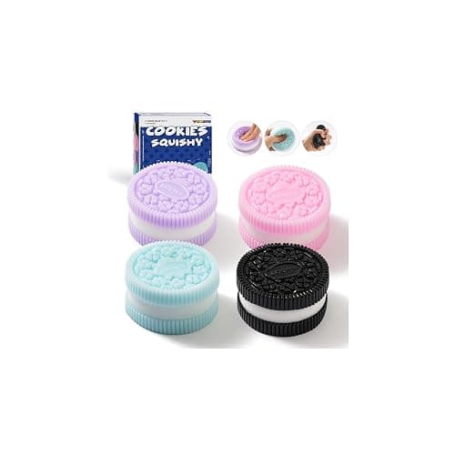 4Pcs Taba Fidget Squishy Toys, Ultra Soft Stress Relief Toys for Kids Adults, Kawaii Cute Cookies Squeeze Sensory Toys, Decompression Anxiety Relief Party Favors Gifts for Girls & Boys - Image 1
