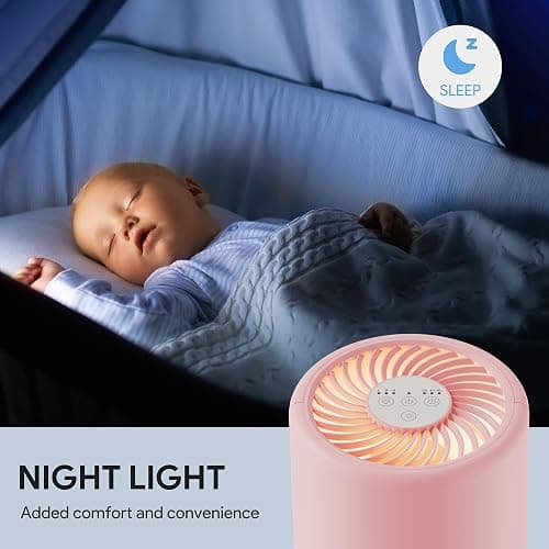 FULMINARE Air Purifiers for Bedroom H13 True HEPA Air Filter, Quiet Air Cleaner With Night Light, Portable Small Air Purifier for Home, Office, Living Room (Pink) thumbnail 8