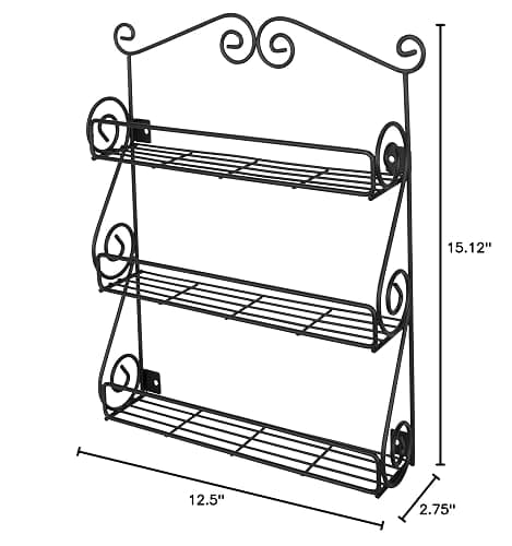 Spectrum Diversified Scroll Wall-Mounted Traditional Spice Rack Organizer for Cabinet & Kitchen, 3-Tier, Beauty & Nail Polish, 43710 thumbnail 11