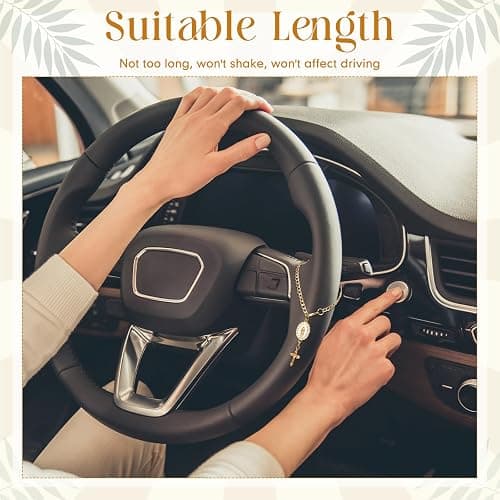 Huquary Steering Wheel Rosary Charm Accessory Cross Pendant Car Decor Rearview Mirror Car Rosary for Automotive Protection Charm Decor thumbnail 4