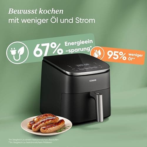 Cosori Turboblaze Airfryer Heißluftfritteuse, 9-in-1 Air Fryer XXL 6L, leiser DC Motor mit 5 Geschwindigkeitsstufen, Grillen, Backen, Gären, Dehydrieren, Tiefkühlen, 87 Rezepte, 64% energiesparend thumbnail 7