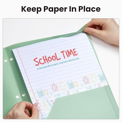 Sooez 2-Pocket Folders, Plastic Folders with Pockets 3 Hole Punched, 1 Pack Pockets Folder for 3 Ring Binder with Labels, Heavy Duty Binder Folder for Document, Letter Size File Folder,White - White - 1 Pack thumbnail 6