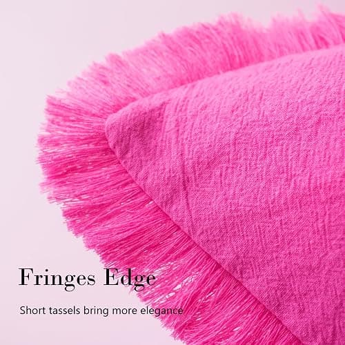 Boho Pillow Covers Hot Pink Pillow Covers 18x18 Soft Square Cushion Cases Decorative Pink Throw Pillows Set of 2 for Sofa Bedroom Car 18 x 18 Inch Hot Pink thumbnail 7