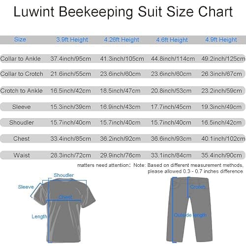 Luwint Kids Full Body Ventilated Beekeeping Suits - Cotton Bee Beekeeper Suit for Children (3.9ft Height) thumbnail 7