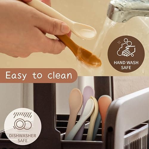 Moonkie Silicone Baby Spoons Set of 4, Two Sizes Feeding Spoon for First Stage 4+ Months, Baby Utensils, Toddler Led Weaning Spoons, Bendable, Chewproof & Boil-proof(Without Case) thumbnail 6