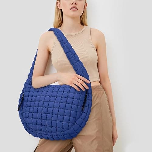 Juoxeepy Quilted Tote Bag Large Carryall Puffer Shoulder Bag Lightweight Padding Hobo Bag thumbnail 3