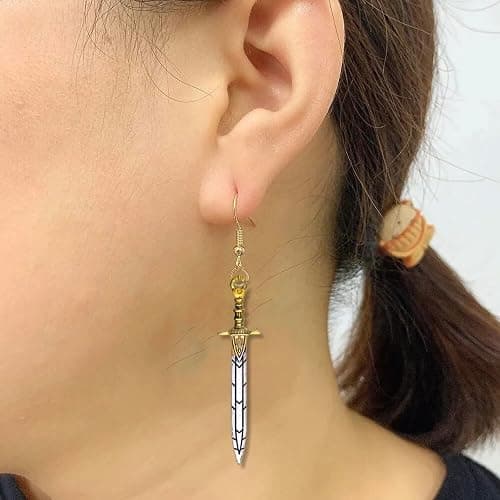 Annabeth Riptide Sword Sea of Monsters Olympian Demigod Silver Tone Drop Dangle Earrings thumbnail 3