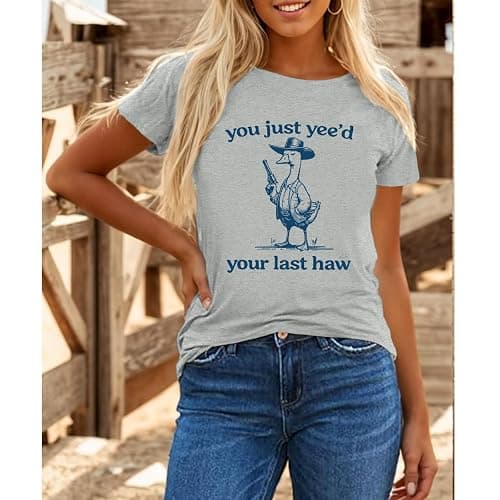 Tuislay Funny Goose Shirt You Just Yee'd Your Last Haw Graphic Tees Rodeo Western Shirts Vintage Cowboy Tshirt Country Tops thumbnail 3