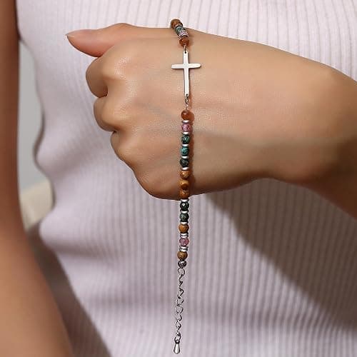 TONY & SANDY Christian Cross Bracelet for Women, Easter Gifts for Teens Kids Girls, Confirmation Baptism Gifts, Unique Gift for Friends Daughter Mom Sister in Christ Birthday Christmas thumbnail 7