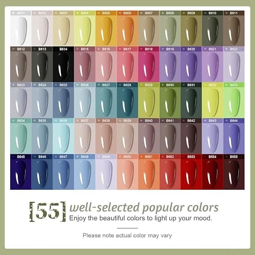 JODSONE 60 PCS Gel Nail Polish Kit with U V Light 55 Colors Gel Polish Base Top Coat Manicure Gifts thumbnail 2
