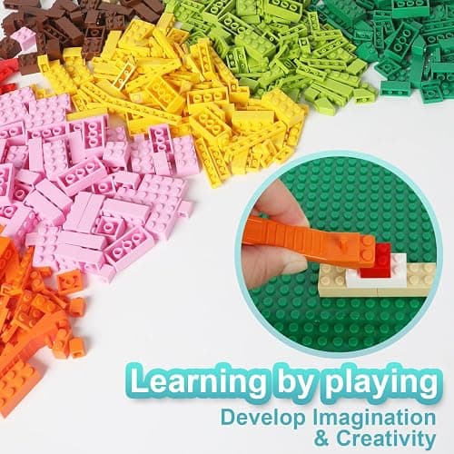 ekuzi Classic Bricks Compatible with Lego Base Plates (500pcs+2plates) thumbnail 7