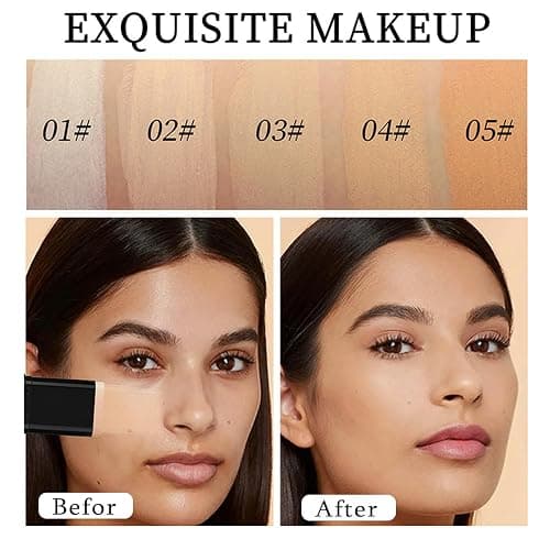 Foundation Stick, 2 in 1 Dual-Ended Long-Lasting Concealer Foundation Stick, Face Contouring foundation with Brush, Full Coverage Matte Finish for Face Makeup(02#NATURAL) thumbnail 5