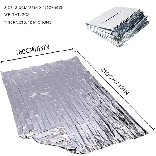 MIXIAO Emergency Foil Thermal Blanket shelter Survival Reflective Blankets | (Pack of 25) 210 x 160 cm (82" x 63") Perfect for Outdoors, Hiking, Survival, Marathons or First Aid thumbnail 2