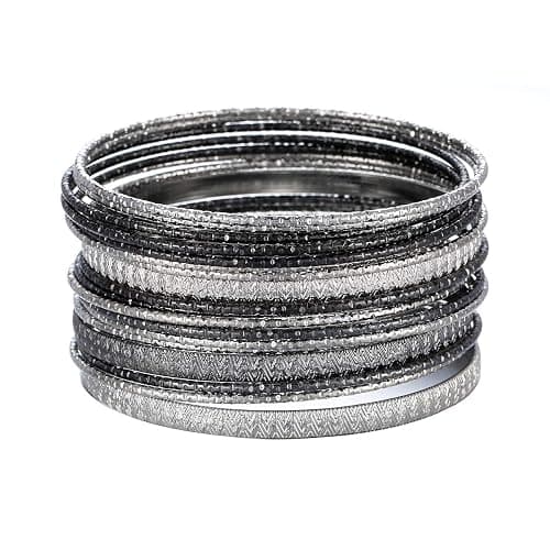 Ensoul Multiple Textured Metal Bracelets & Bangles Set for Women 18Pcs/Set - Image 1