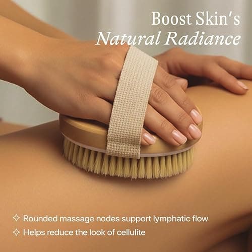 Dry Brushing Body Brush for Lymphatic Drainage & Cellulite - Natural Brustles for Wet and Dry Brushing, Body Exfoliating Brush with Massage Nodes for Soft & Smooth Skin thumbnail 3
