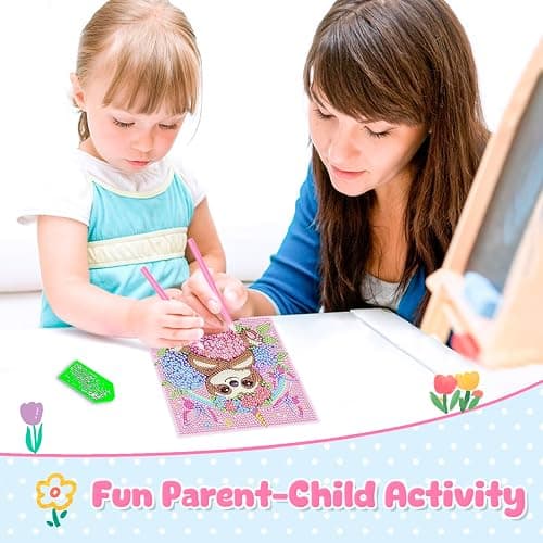 Diamond Art Kits for Kids, 4 Pieces Cartoon Animals Diamond Painting Kits for Adults Beginner, 5D Full Round Drill Gem Art Arts and Crafts for Kid Mosaic Kits for Gift Home Wall Decor Kids 6X6 inch thumbnail 3