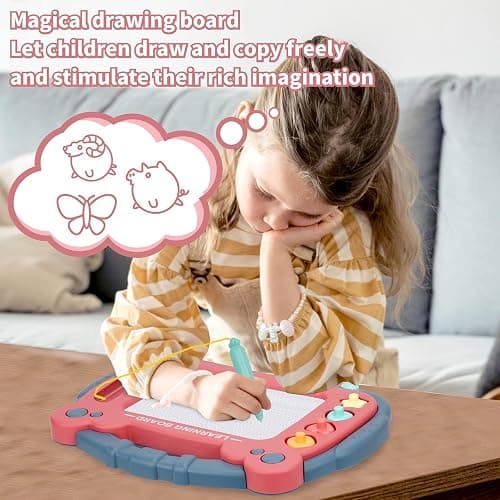 HCFJEH Magnetic Drawing Board for Toddlers 3, Color Erasable Doodle Writing Pad, Learning Painting Sketch Pad, Best Birthday Easter Christmas Halloween Kids Toy Gifts for Boys and Girls(Blue) thumbnail 3