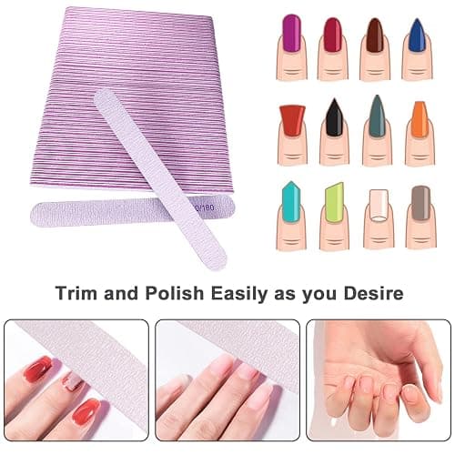 50 Pcs Nail File, Emery Board Nail Files for Acrylic Nails and Natural Nails, 100/180 Grit Double Sided Fingernail File Gel Nail Professional Reusable Washable Manicure Pedicure Kit Set Gray thumbnail 2