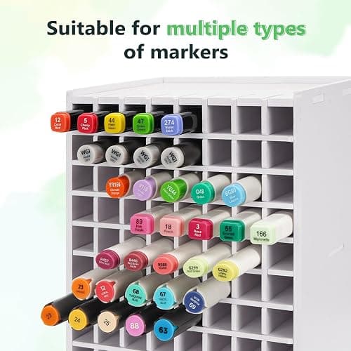 SANFURNEY Art Marker Storage Rack for 120 Markers, Watercolour Brushes Pens Color Pencils Organizer Holder for Desk thumbnail 6