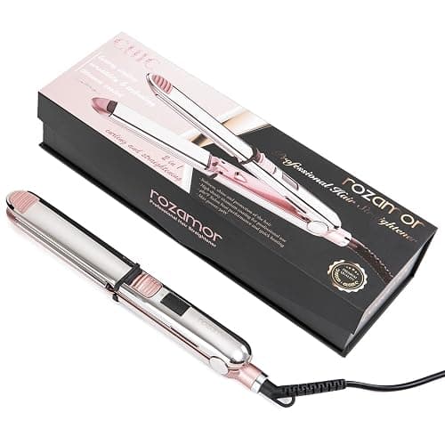 Rozamor 2-in-1 Titanium Ionic Flat Iron,Professional Hair Straightener & Curler, Fast Heating, Dual Voltage, Pink, for All Hair Types thumbnail 7