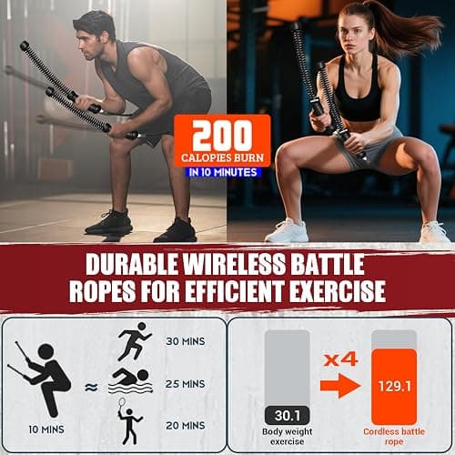 Weighted Ropeless Battle Ropes, Heavy Duty Workout Rope for Home Gym with Training Poster, Portable Arm Exerciser Rope for Strength Building, HIIT and Low-Impact Aerobic Training for Men & Women thumbnail 4