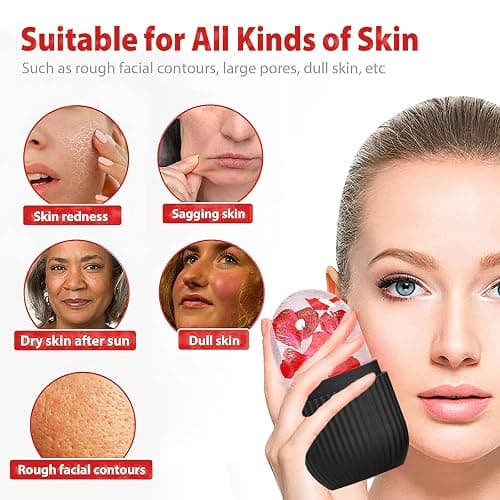 ice face roller, ice mold for face and Eyes, Reusable Massage Silicone Beauty Tool, Naturally Conditioning And Skin Care, De-Puff Eye Bags, Reduce Migraine Pain (Black) thumbnail 5