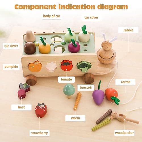 OESSUF Montessori Toys Toddlers Wooden Educational Toys for Baby Boys Girls, Shape Sorting & Matching Fine Motor Skills Toys, Birthday Gifts for Kids thumbnail 7
