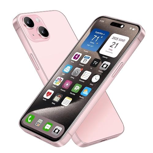 Dummy Fake Phone Model, Looks Like The Real Phone Dummy Compatible with Phone 15, Prank Stuff Decoy Pear Non-Working Toy Phone 15 for Kids Pink (Rainbow Front) - Image 1
