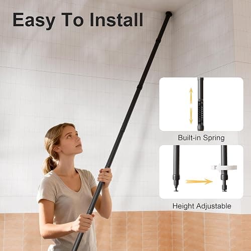 THKVESN Corner Shower Caddy Tension Pole Adjustable 29–124 Inch, 4 Tier Rustproof Shower Organizer Shelf Rack, Quick Installation Bathroom Storage Shower Caddy Corner Pole, Black thumbnail 8