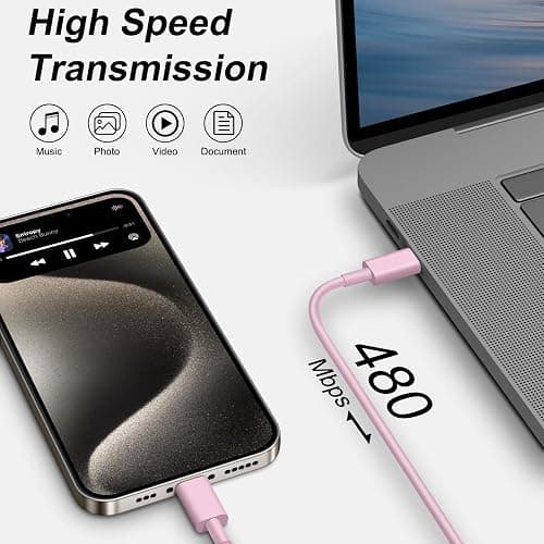 iPhone 17 16 15 Charger Fast Charging 10FT - 20W USB C Charger Block | with 10FT Type C to C Cable Compatible with iPhone 17/17 Pro/17 Pro Max/Air/16/16e/15, iPad Pro, iPad Air (Pink) thumbnail 5