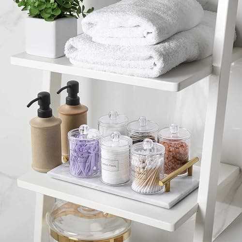 AOZITA 6 Pack Acrylic Qtip Holder Dispenser for Cotton,Swab, Ball, Round Pads, Floss Picks - Clear Plastic Apothecary Jar Set, Bathroom Canister Storage Organization, Vanity Makeup Organizer thumbnail 8