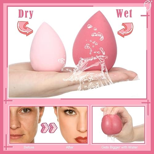 17PCS Makeup Sponge Set with 6PCS Powder Puff, 3PCS Mini Makeup Sponges, 3PCS Foundation Mini Make Up Sponge Puff and 1PCS Make Up Sponges Holder (Pink) thumbnail 7