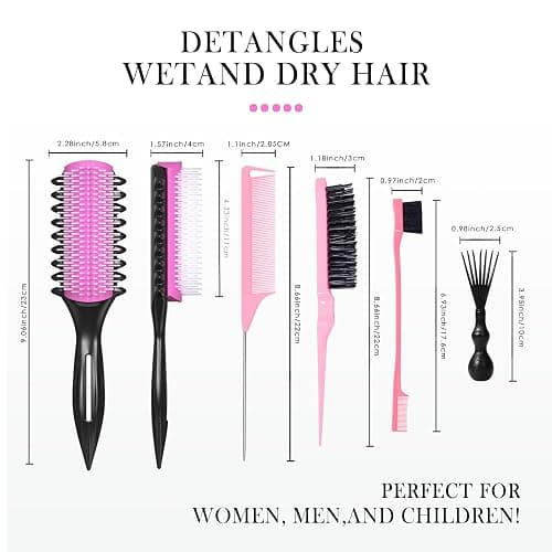 Curl Defining Brush – Detangling Brush – Includes 3 Hair Styling Tools for Wet or Dry Use – Daily Curl Care to Create Stylish – Smooth Curls for Men – Women and Kids (Pink) thumbnail 4