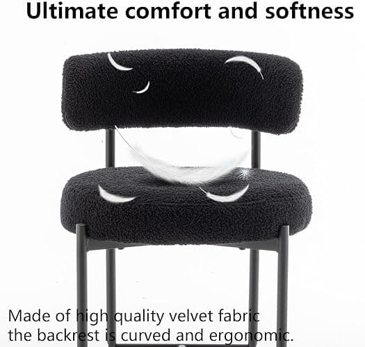 Canxkun Boucle Bar Stools Set of 2, 24" Modern Counter Stools with Backs, Black Upholstered Barstools for Kitchen Island, Bar, Cafe thumbnail 6