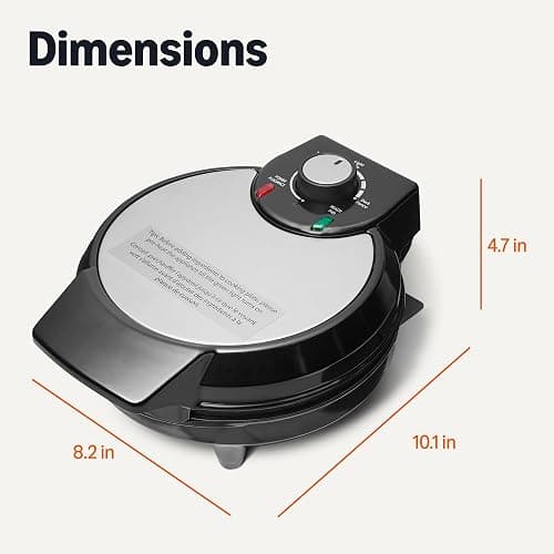 Amazon Basics Belgian Waffle Maker with Round 8-inch Ceramic Non-Stick Plate, Browning Control, Black thumbnail 2