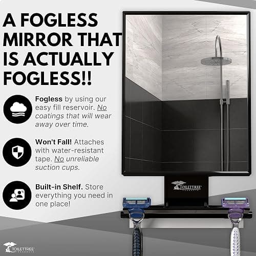 ToiletTree Products Fogless Shower Mirror - Anti-Fog Mirror - Adjustable Shaving Mirror with a Squeegee - Rust-Proof, Impact-Resistance Bathroom Shower Mirror - Tall thumbnail 4