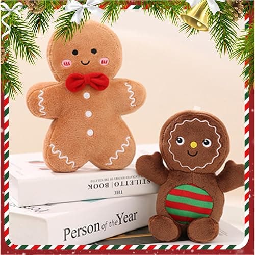 Eoieov Christmas Gingerbread Man Pillow Gingerbread Plush Stuffed Pillow Fun Gingerbread Shaped Decorative Throw Pillows for Sofa Cushion Christmas Party Decor Khaki,15.7" thumbnail 5