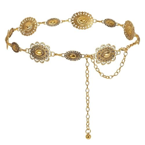 JASGOOD Western Metal Concho Belt for Women Cowgirl Waist Chain for Women Dress Pants - Image 1