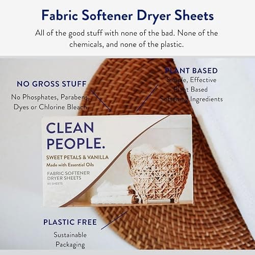 The Clean People Fabric Softener Sheets - Dryer Sheets - Softens & Removes Static Cling - Vegan Laundry Softener, Essential Oils - Sweet Petals, 120 Pack thumbnail 6