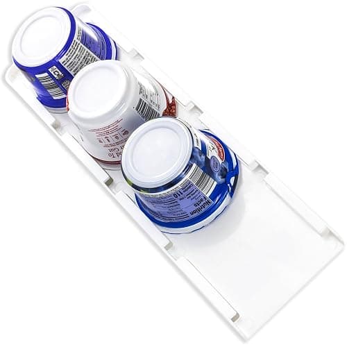 Yogurt Organizer for Fridge - 4 Cup Refrigerator Storage Rack with 3M Adhesive - Under Shelf Fridge Organizer for Yogurt - Made in USA, White, 1 Pack - Image 1