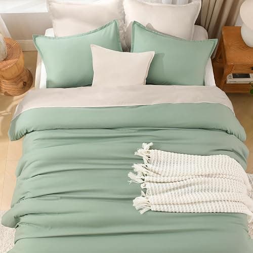 Litanika Queen Comforter Set Sage Green, 3 Pieces Lightweight Comforters Queen Size Solid Bedding Comforters Sets, Down Alternative Comforter Bed Set Quilt Blanket thumbnail 9
