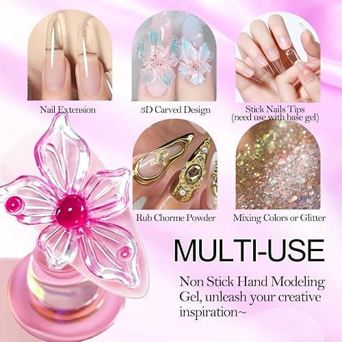 NAILGIL Clear and White Solid Builder Gel For Nails, Flower 3D Nail Art Sculpture Non-Sticky Hand Clear Extension Gel Sock Off UV LED Salon DIY at Home-30g/1oz thumbnail 2