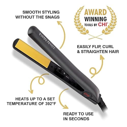 CHI Original Ceramic Flat Iron, Straightener For A Smooth Finish, Ceramic Floating Plates, Quick Heat Up, Analog On/Off Switch, 1" Black thumbnail 2