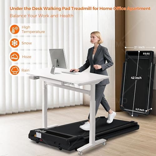Walking Pad Treadmill with Handles, Folding Foldable Electric Treadmills for Home Small, 3.0HP Walking Pad with Handle Bar, 3 in 1 Portable Under Desk Treadmill with LED Display, 320LBS Capacity thumbnail 5