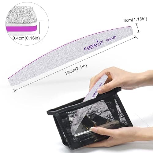 Canvalite 10 PCS Nail File Professional Nail Files Reusable Double Sided Emery Board(100/180 Grit) Nail Styling Tools for Home and Salon Use Christmas Gifts for Women thumbnail 6